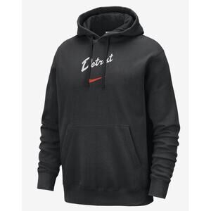 Nike Detroit Pistons Club Fleece Hoodie NBA Black Sports Athletic Center Swoosh
